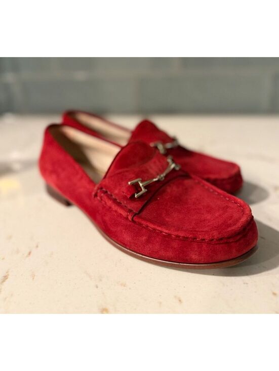 Sam Edelman Shoes - Sam Edelman Loraine Red Suede w/ Metal Bit Detail Loafers Sz 8M